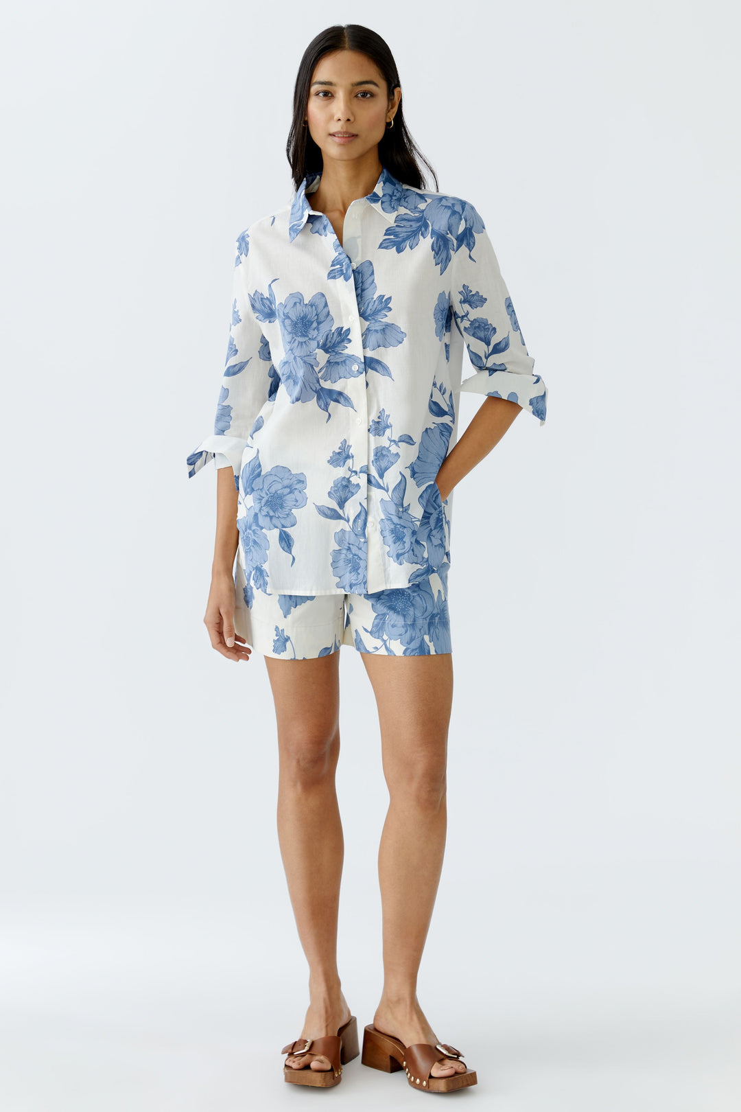 Chemisier en coton ample avec imprimé floral