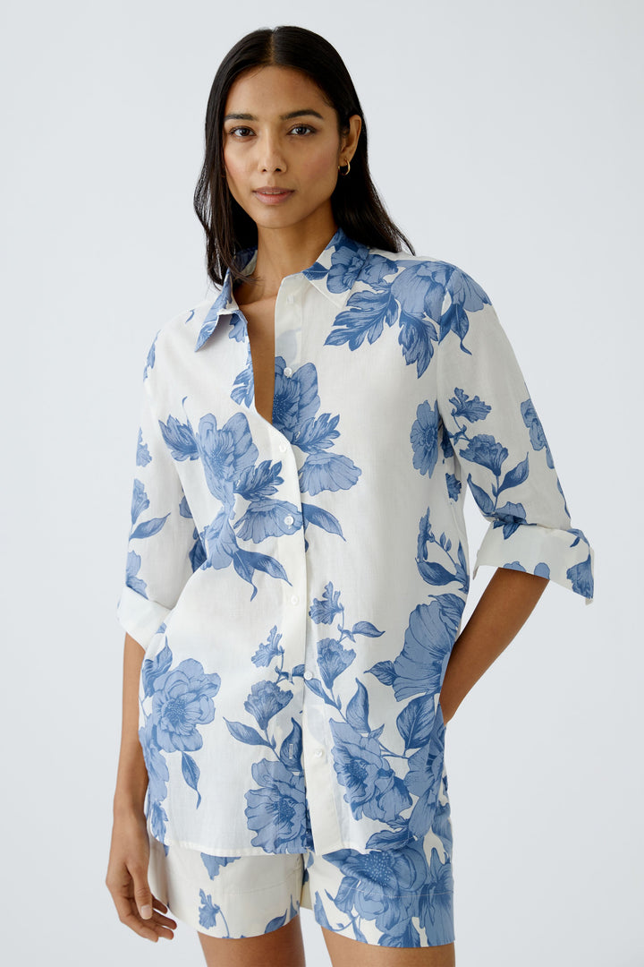 Chemisier en coton ample avec imprimé floral
