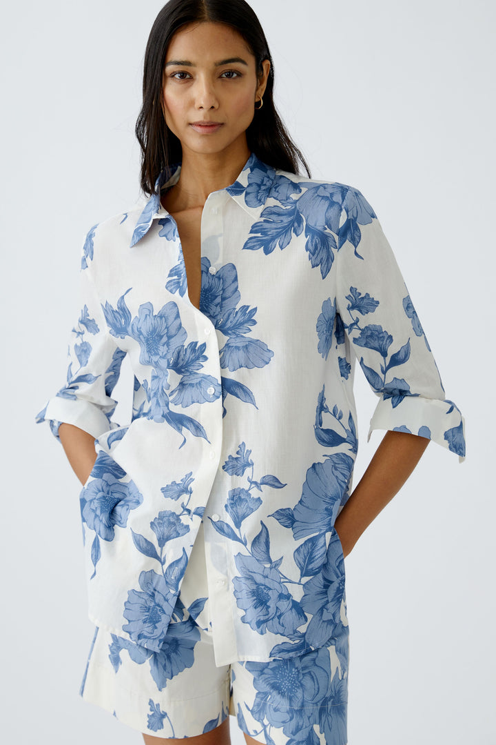 Chemisier en coton ample avec imprimé floral