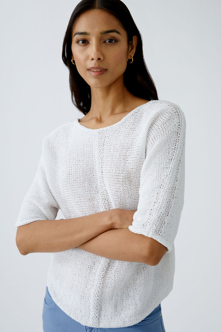Pull léger avec détails ajourés à manches 3/4
