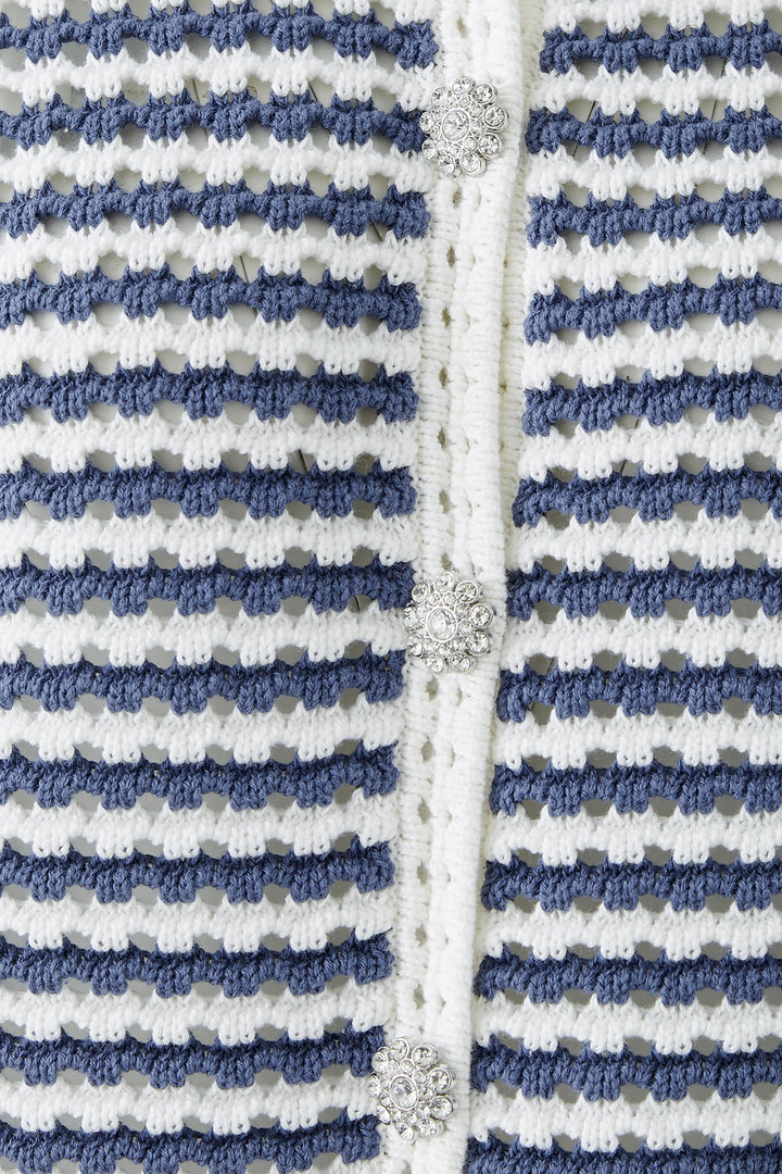 Cardigan en maille texturée à rayures