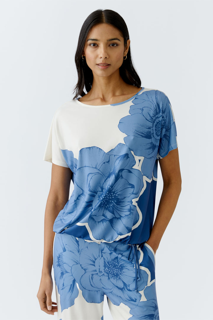 T-shirt avec imprimé floral et cordon de serrage
