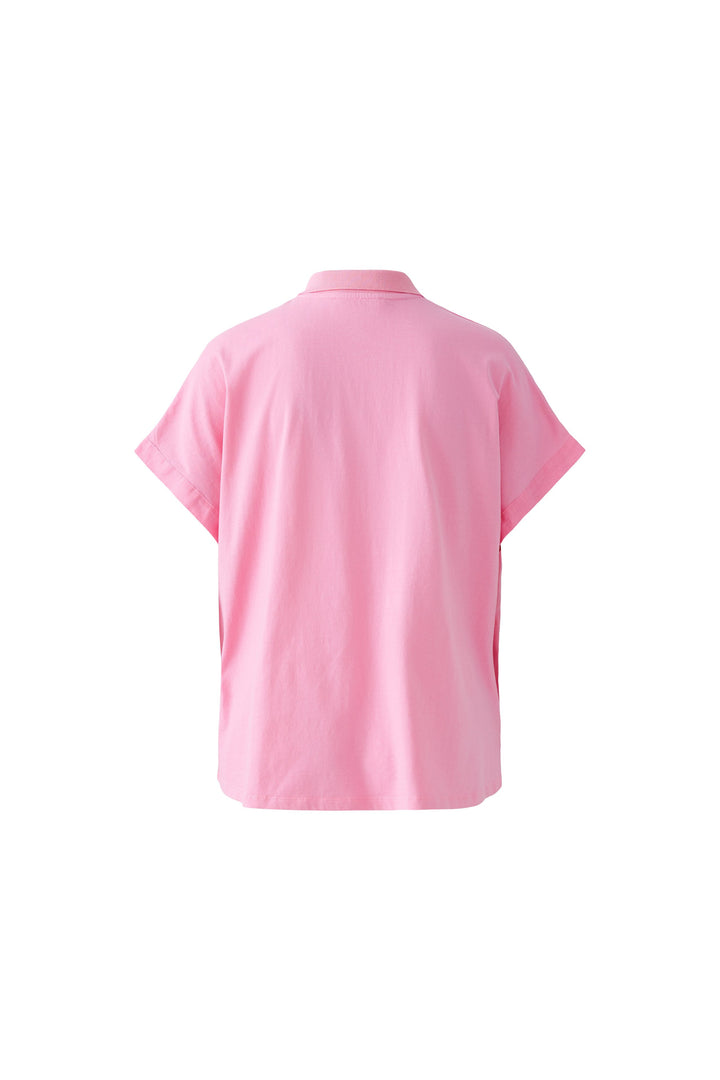 T-shirt polo en lin et coton à mancherons