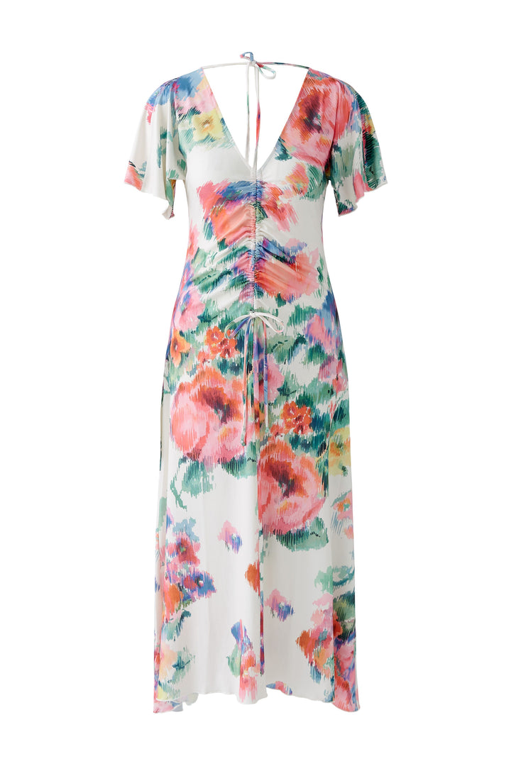 Robe longue fluide dos nu avec fronces