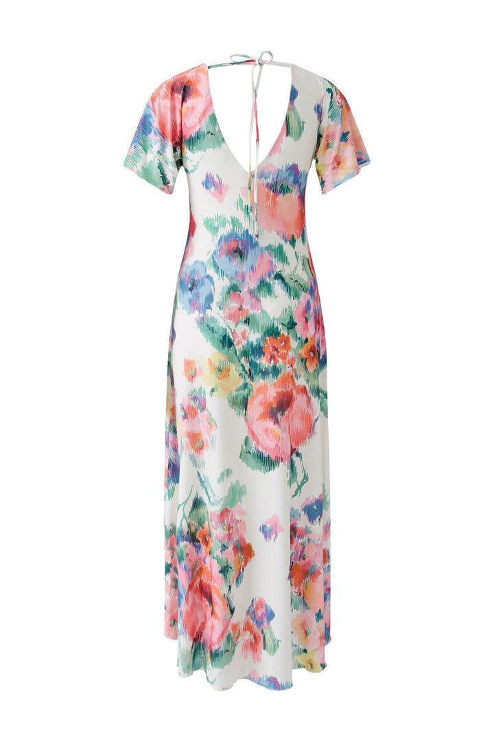 Robe longue fluide dos nu avec fronces