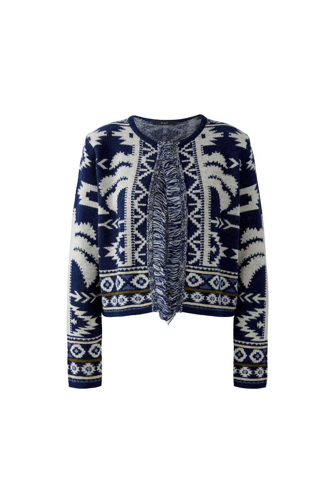 Cardigan en jacquard avec franges et motif western