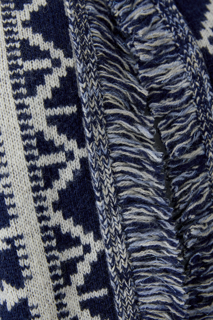 Cardigan en jacquard avec franges et motif western