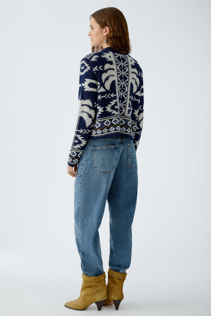 Cardigan en jacquard avec franges et motif western