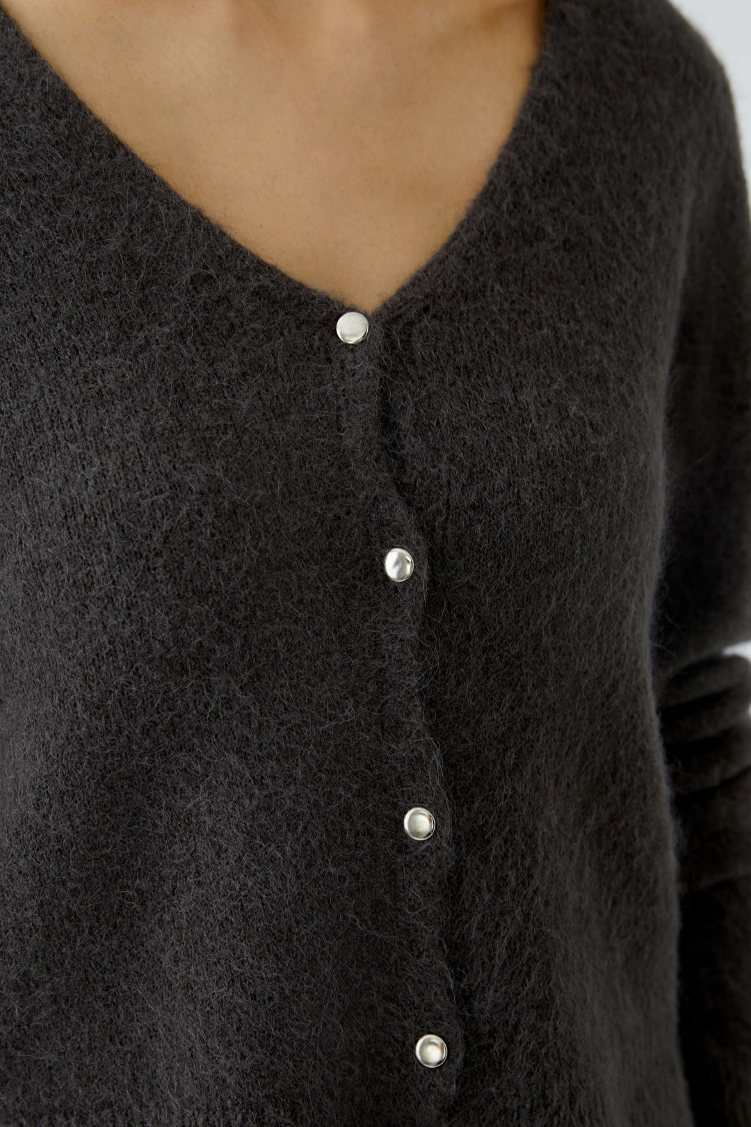 Cardigan boutonné en mélange alpaga