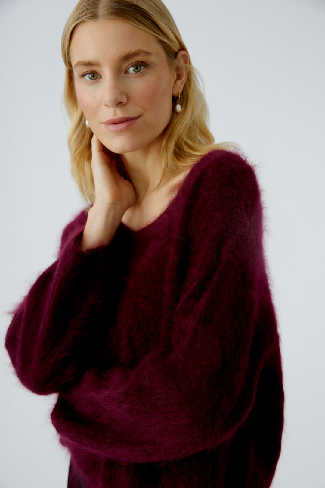 Pull en cachemire brossé avec col V