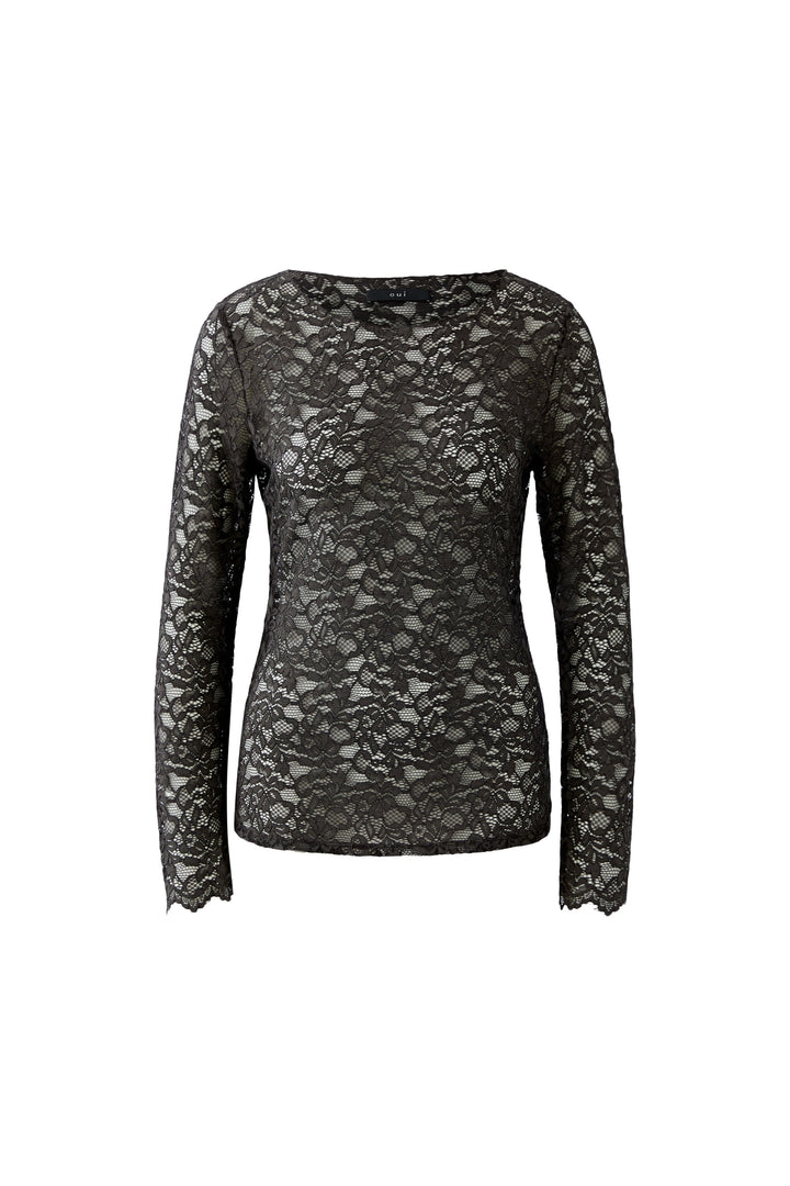 T-shirt en dentelle à manches longues