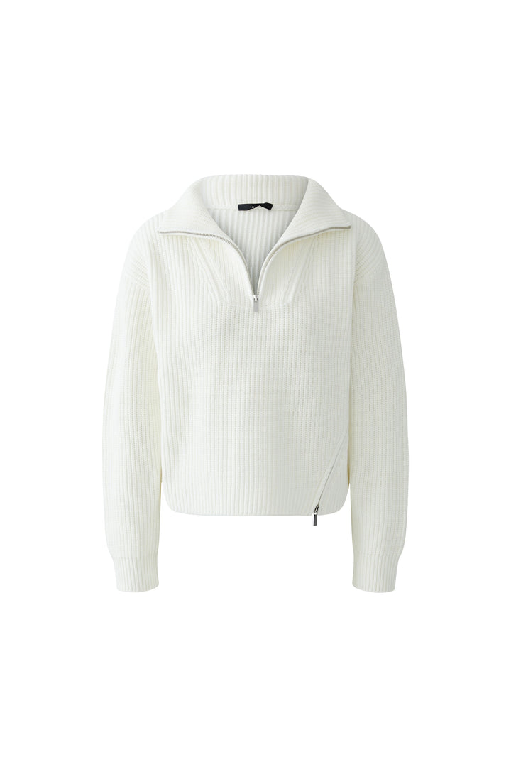 Pull côtelé avec col zippé