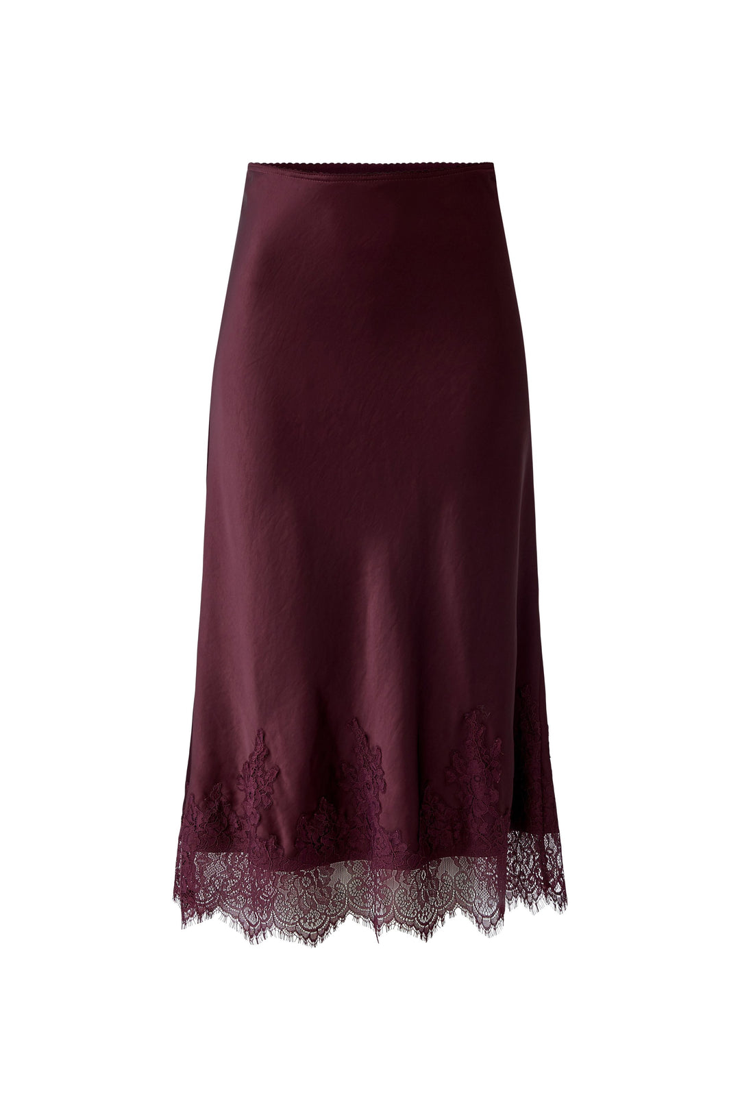 Jupe midi satinée avec dentelle