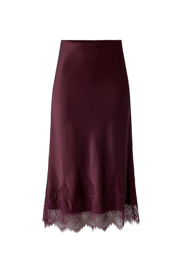 Jupe midi satinée avec dentelle