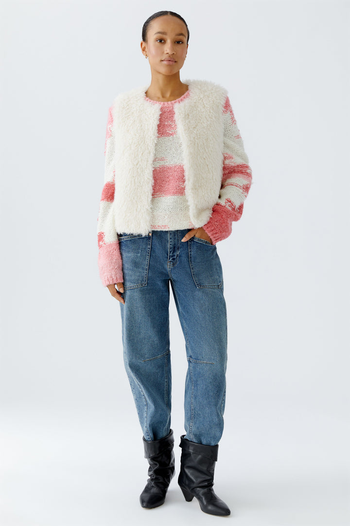 Gilet court en fausse fourrure avec crochets