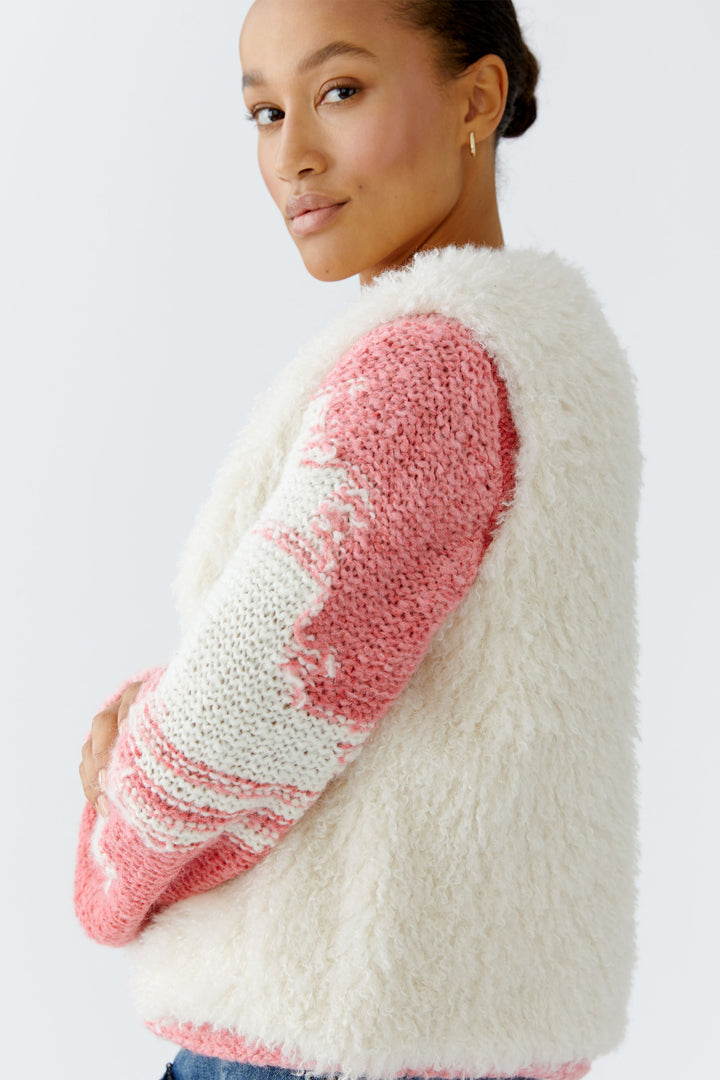 Gilet court en fausse fourrure avec crochets