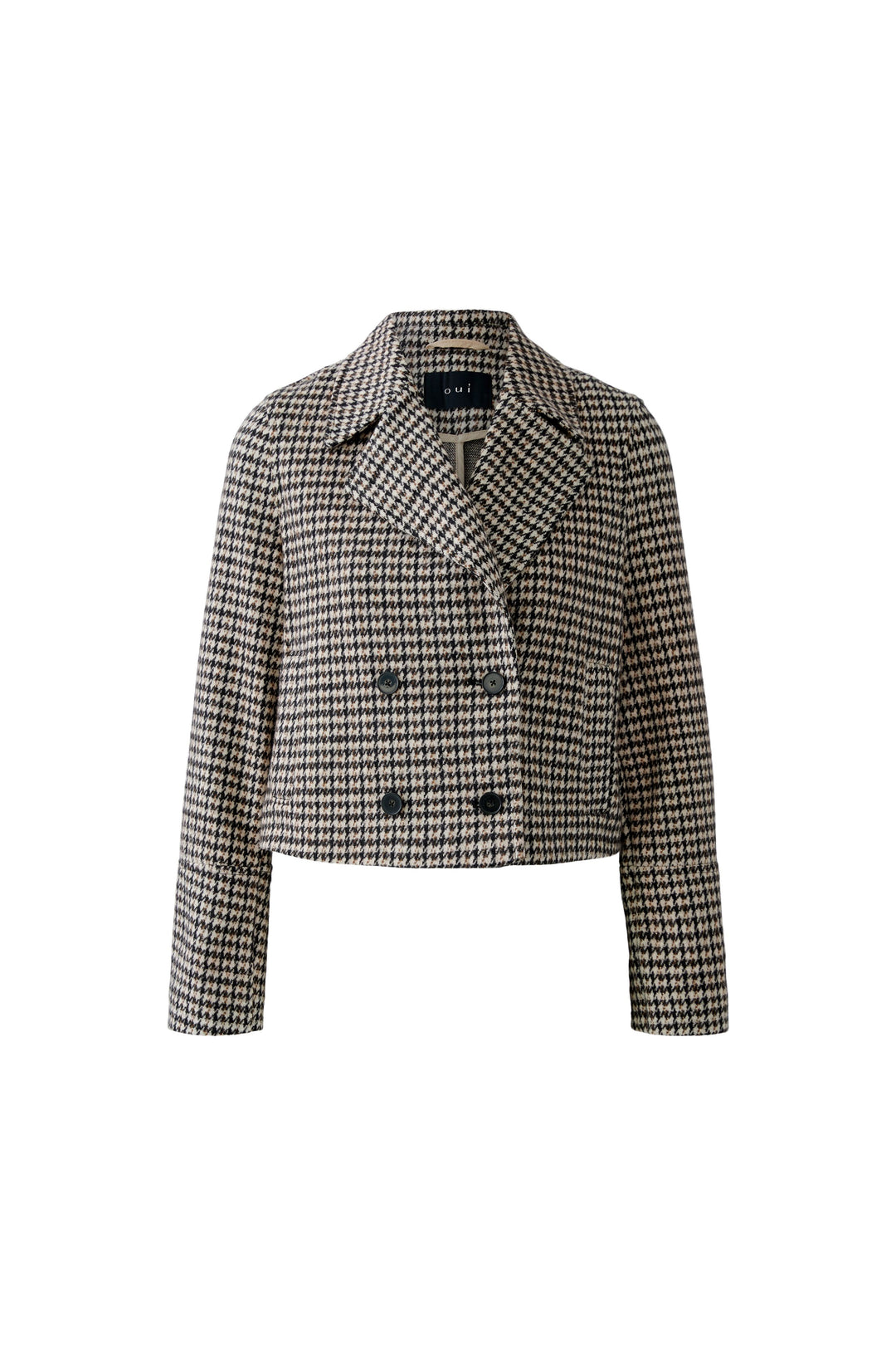 Veston court avec motif pied-de-poule