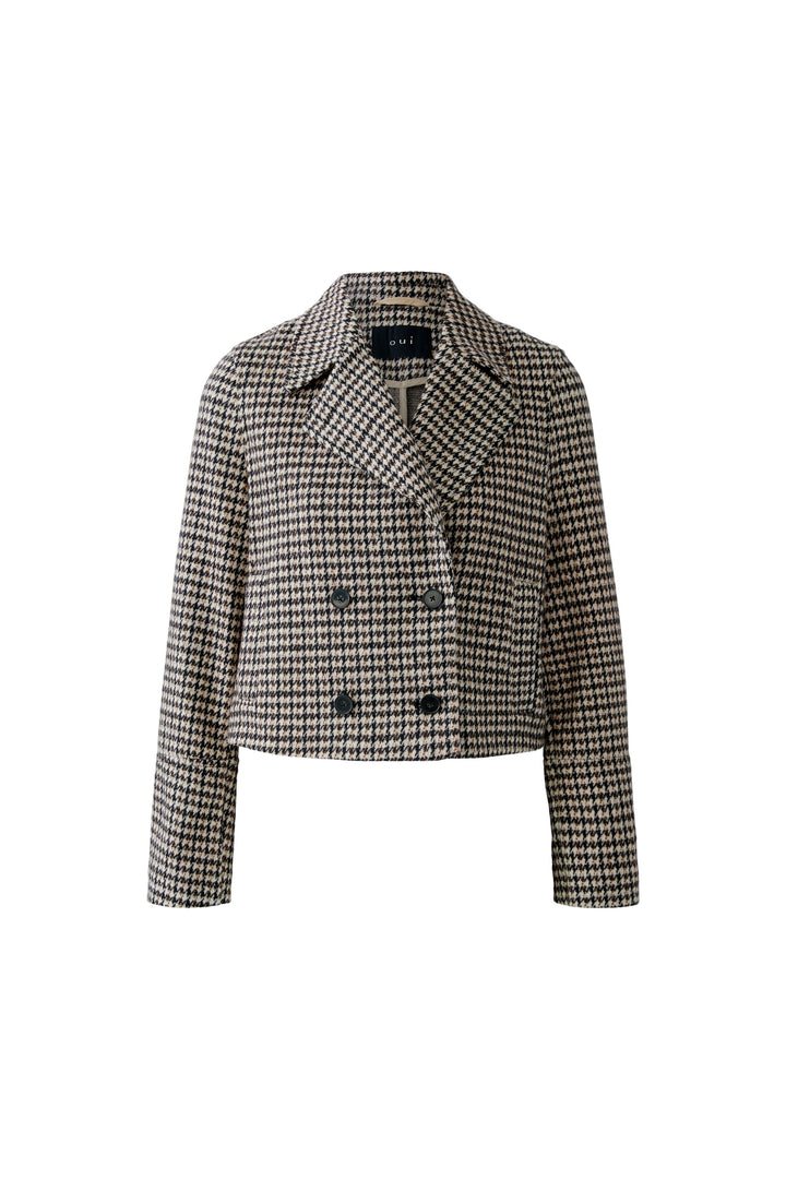 Veston court avec motif pied-de-poule
