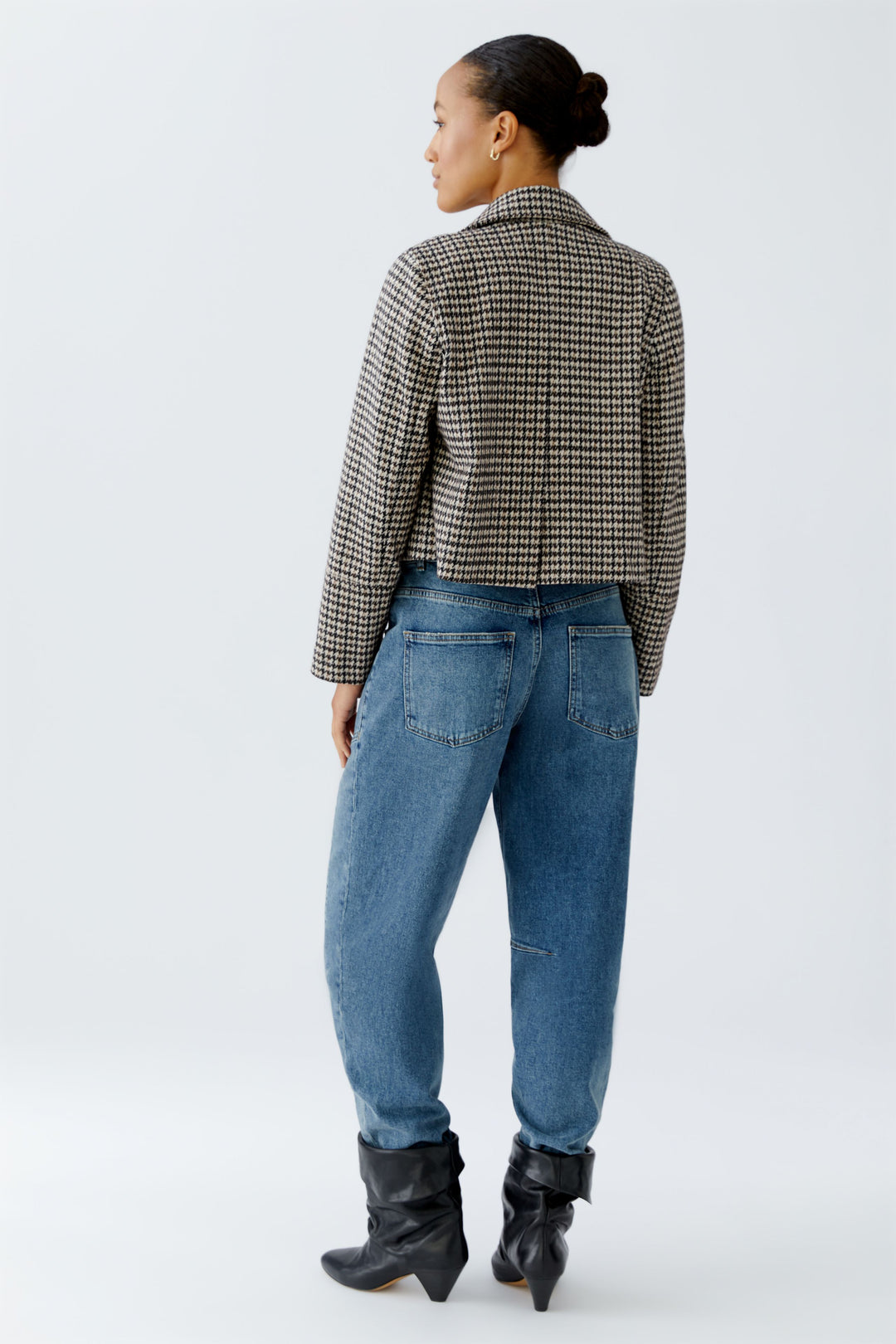 Veston court avec motif pied-de-poule