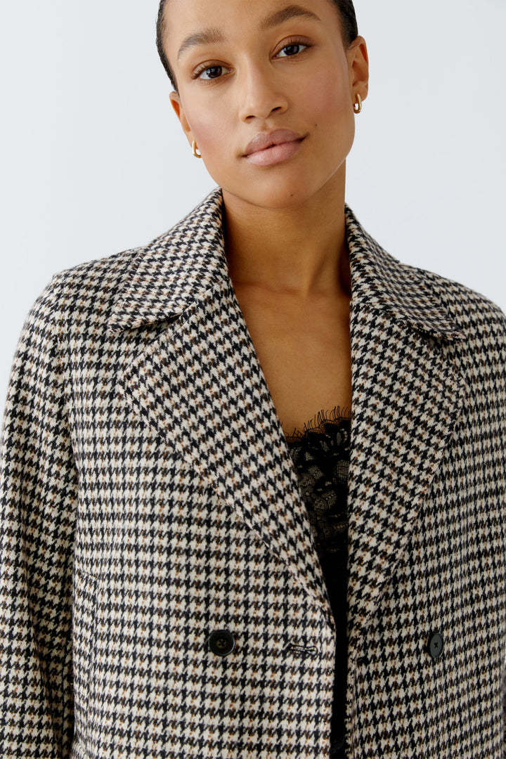 Veston court avec motif pied-de-poule