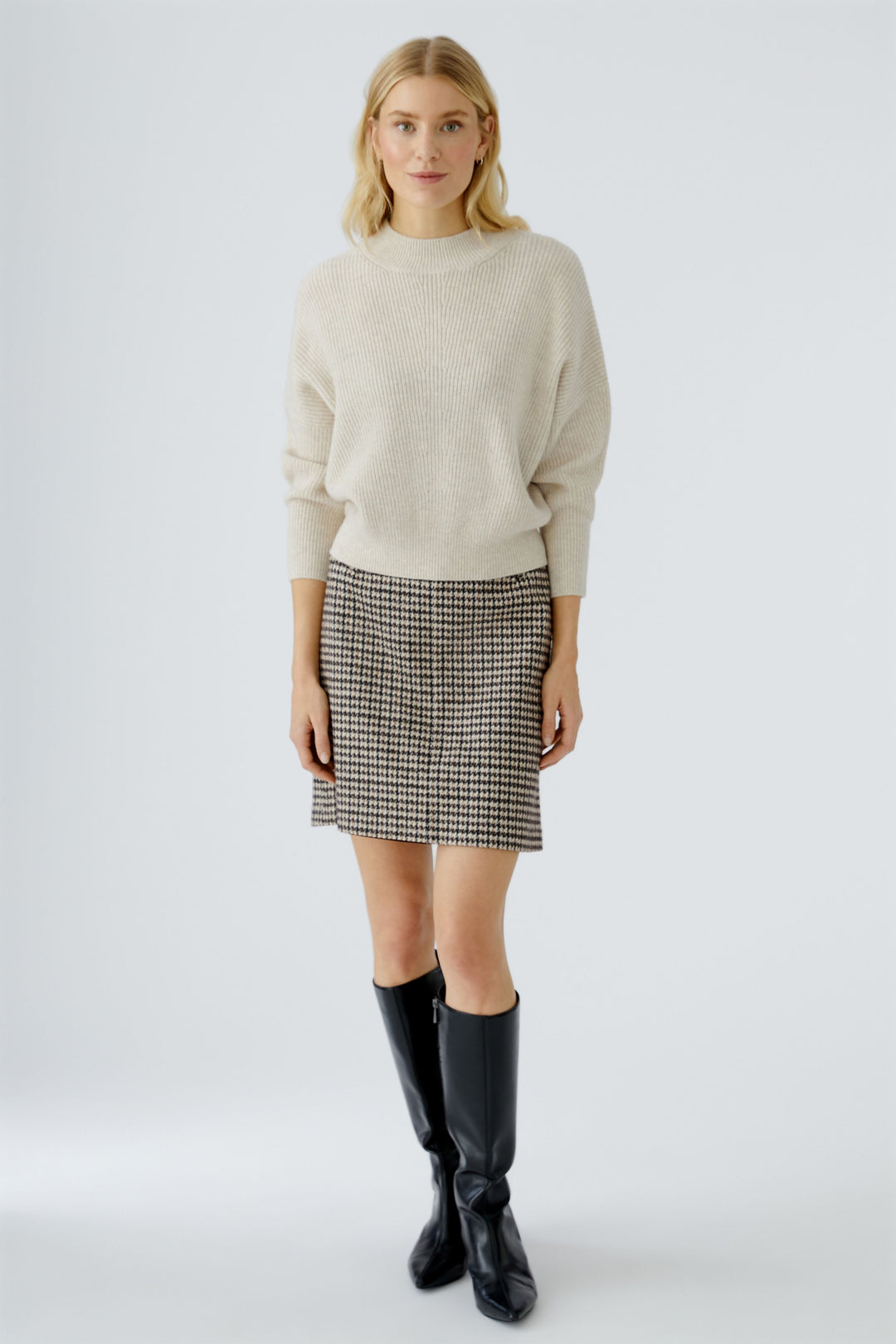 Jupe courte avec motif pied-de-poule
