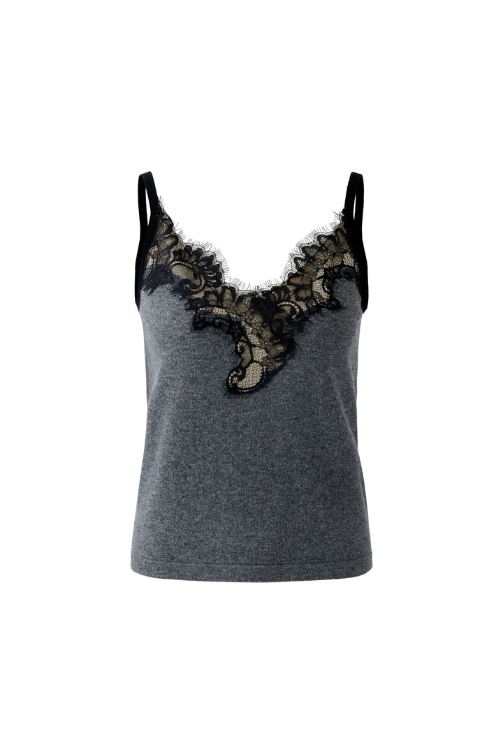 Camisole en mélange de laine à guipure