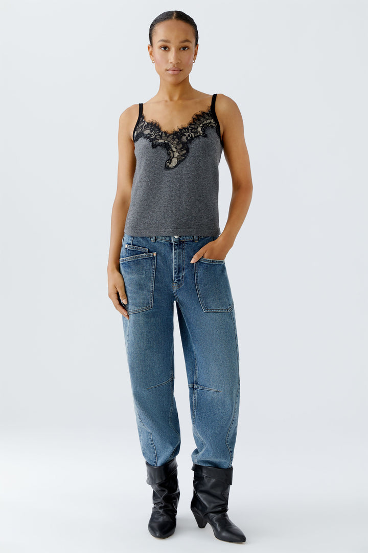 Camisole en mélange de laine à guipure