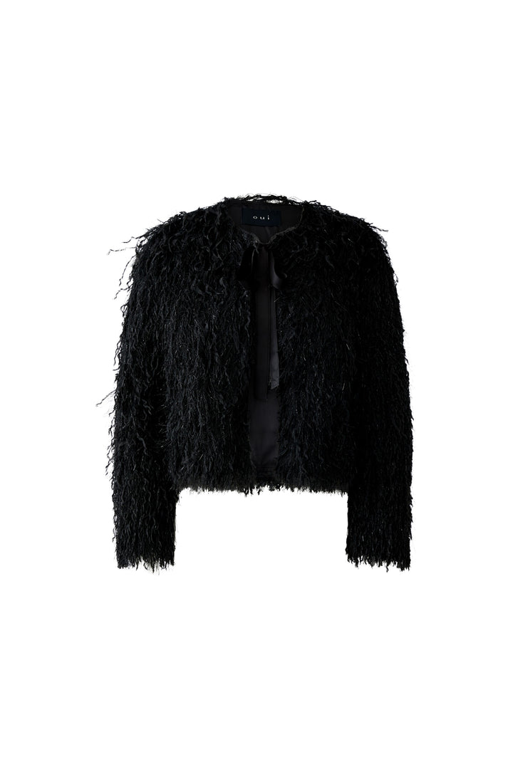 Veste courte frangée de rubans métallisés