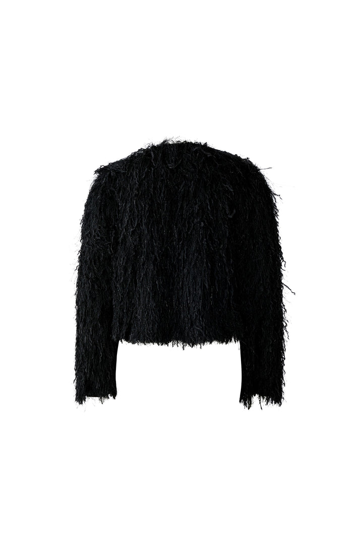 Veste courte frangée de rubans métallisés