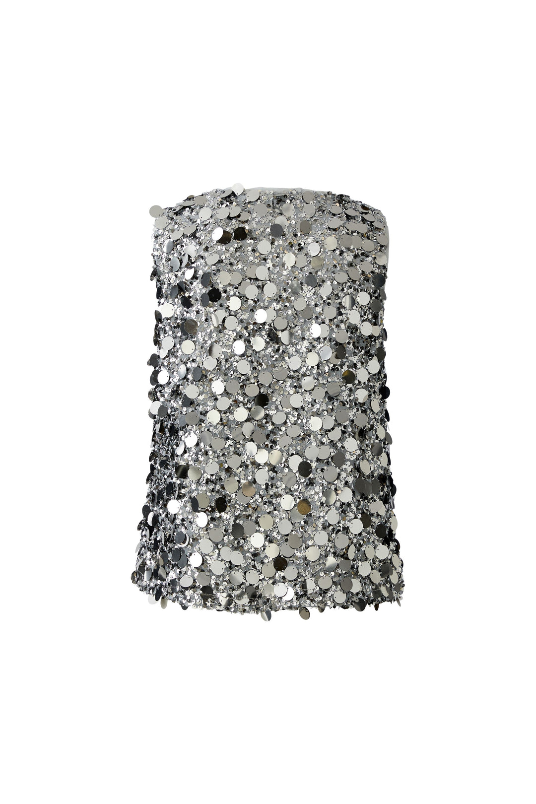 Haut sans manche argenté à pastilles et paillettes