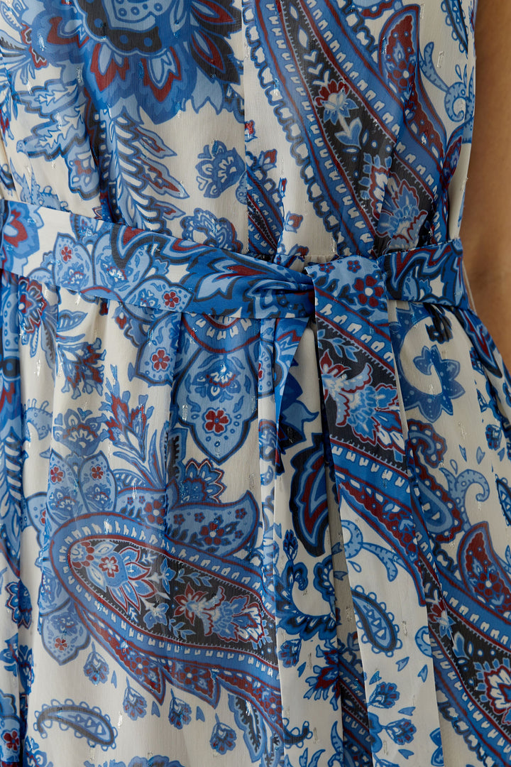 Robe maxi fluide ceinturée