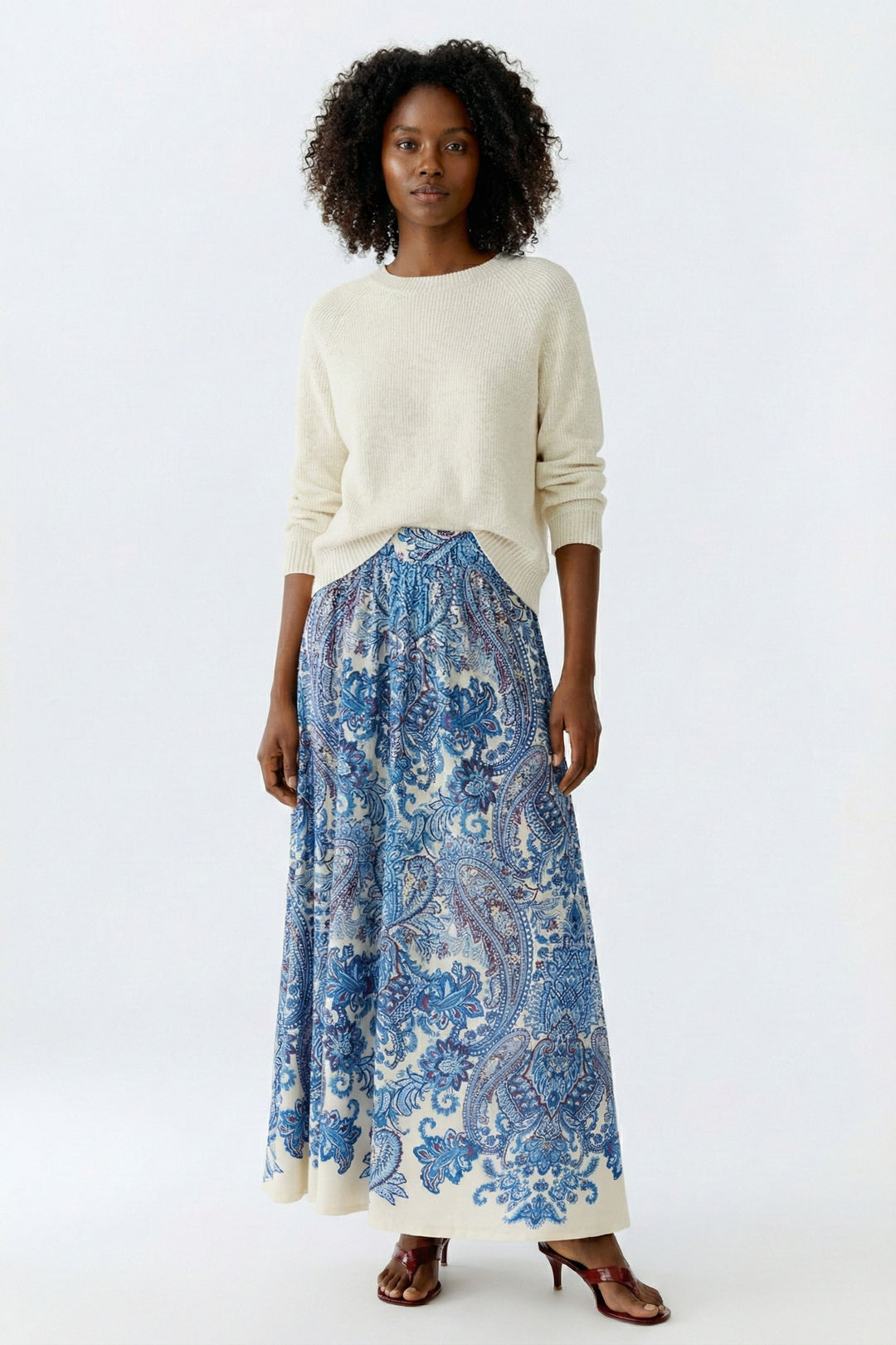 Jupe maxi fluide impimé paisley