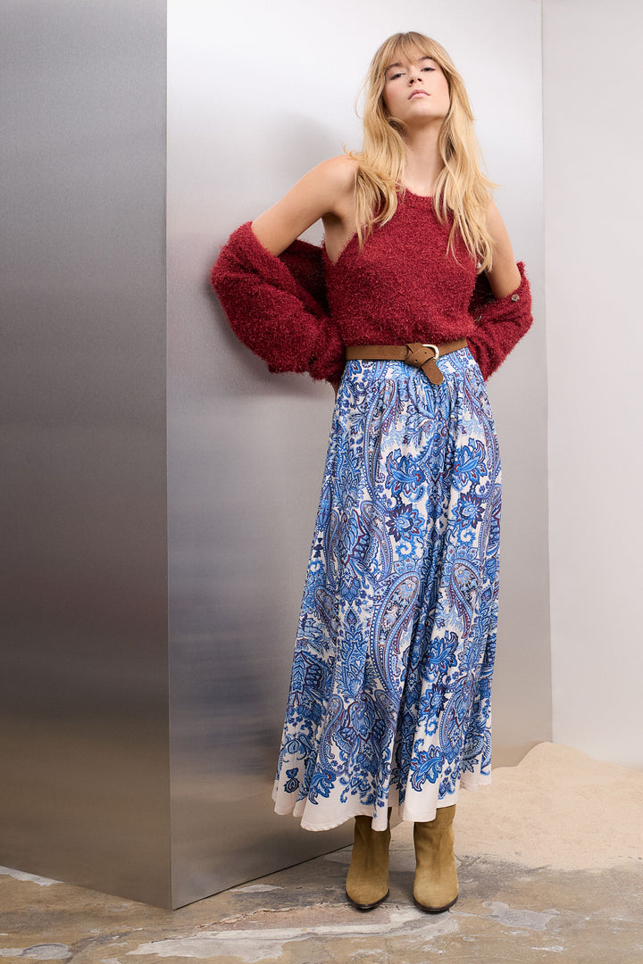 Jupe maxi fluide impimé paisley