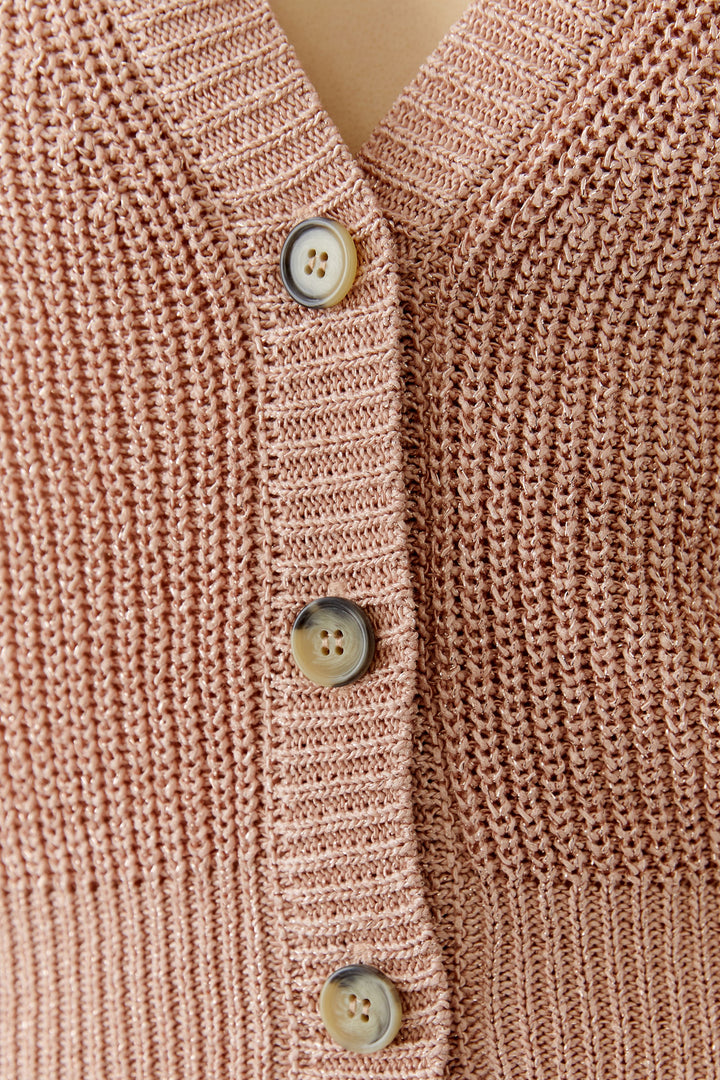 Cardigan court à encolure V et brillance subtile