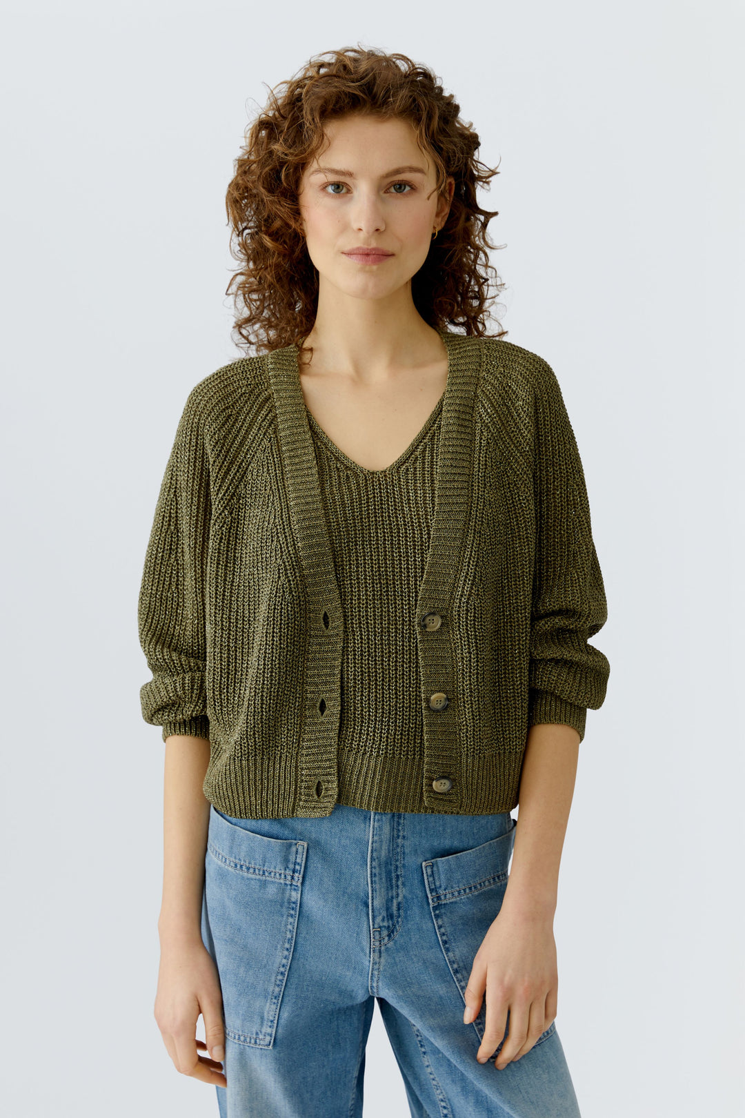 Cardigan court à encolure V et brillance subtile