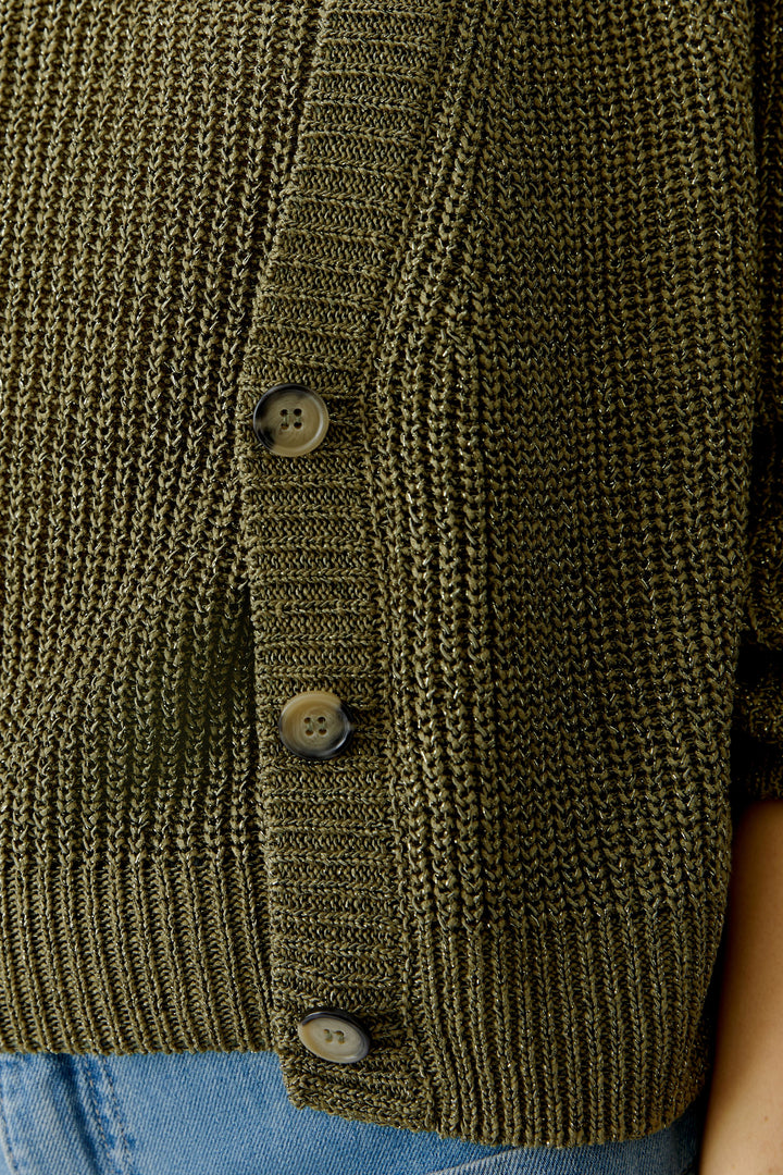 Cardigan court à encolure V et brillance subtile