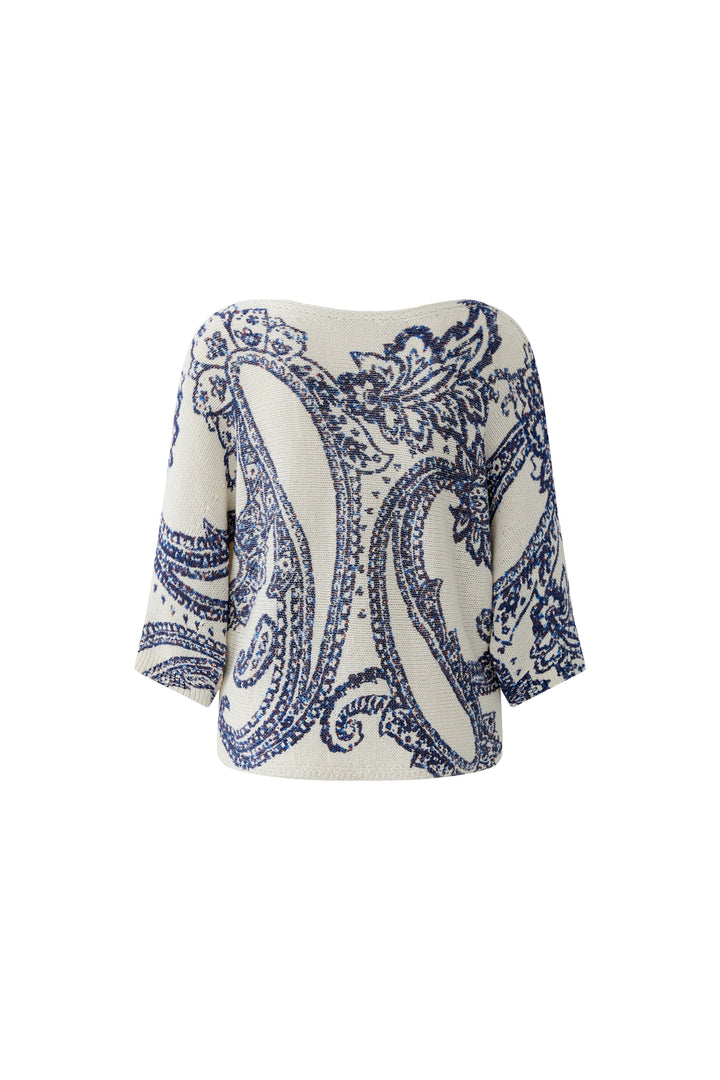Pull à motif paisley et manches 3/4