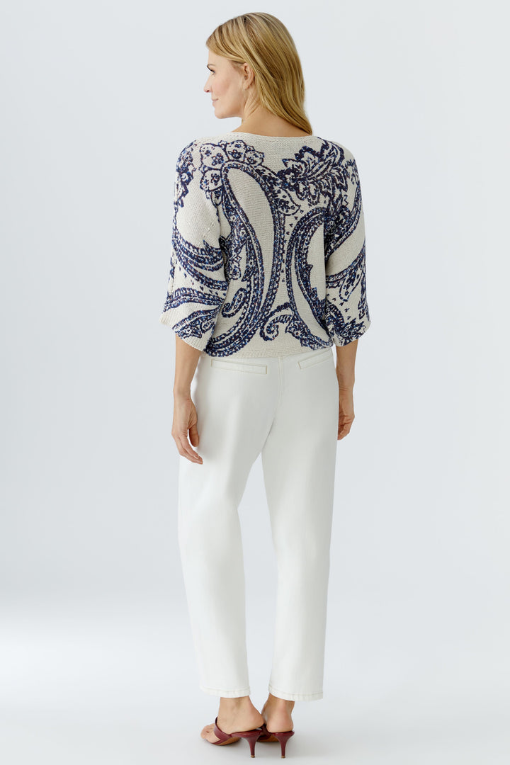 Pull à motif paisley et manches 3/4