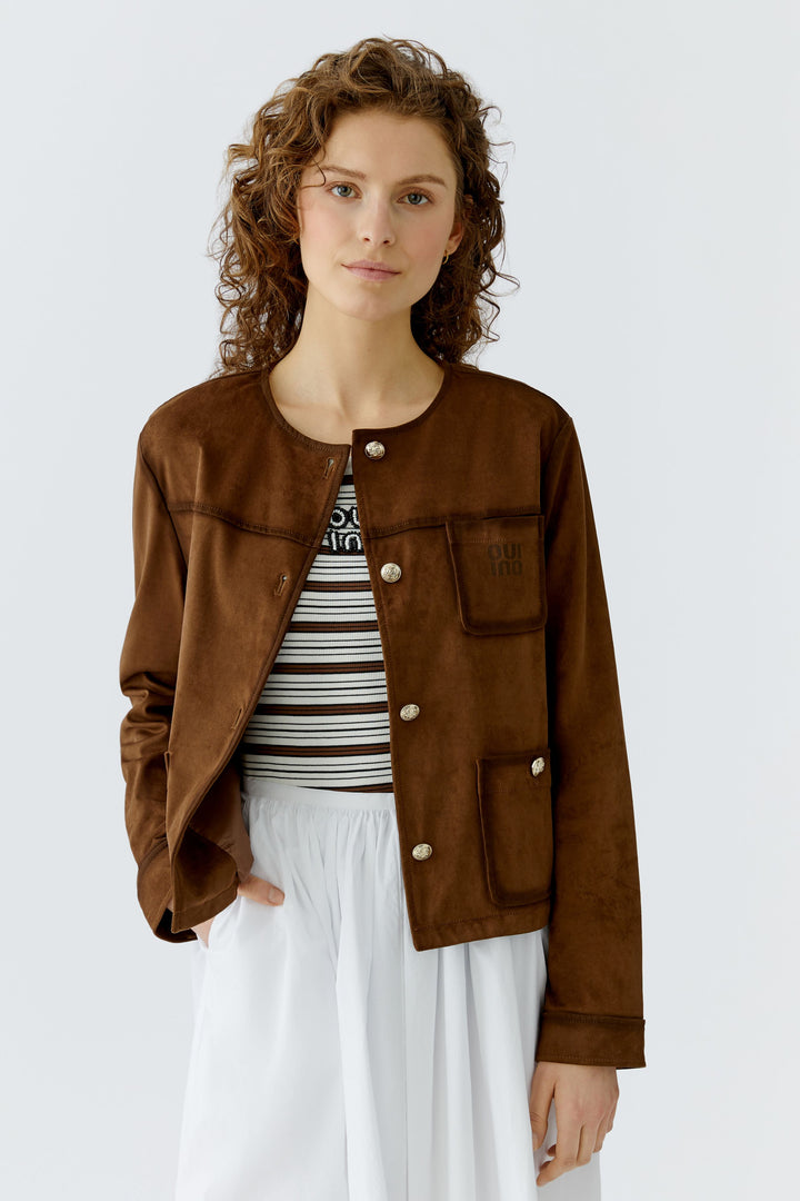 Veste courte structurée à finitions contrastées