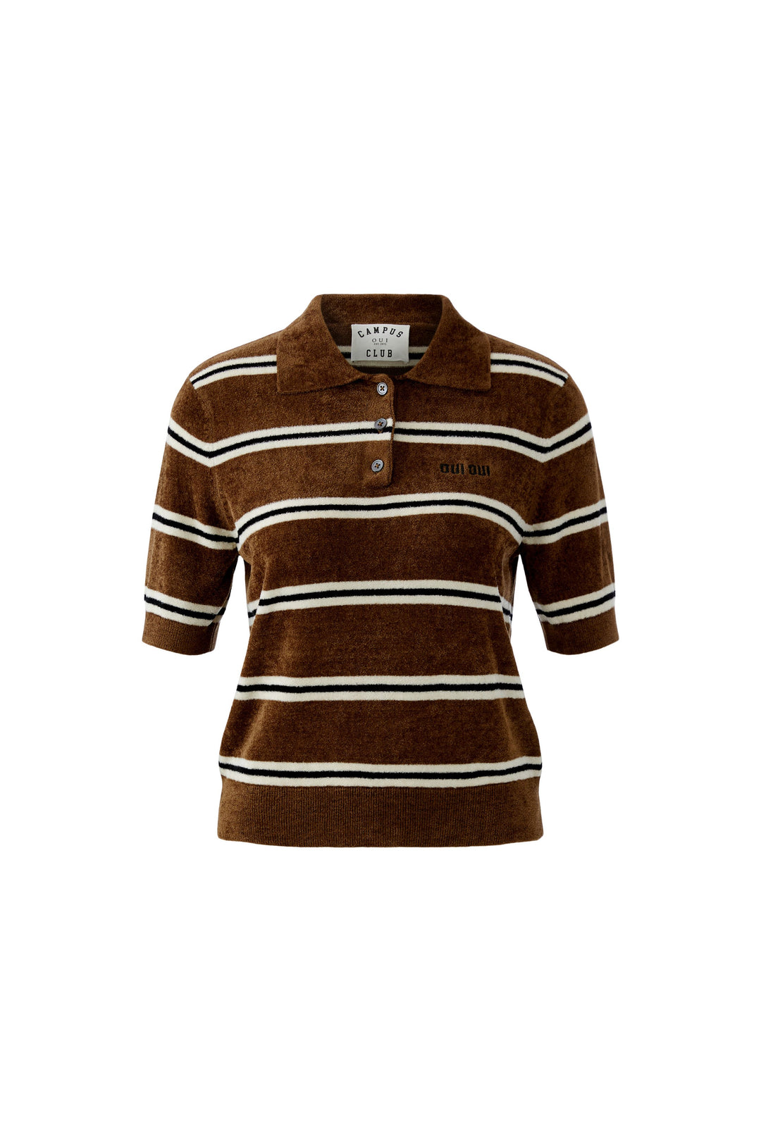 Pull polo ajusté à rayures en effet velours