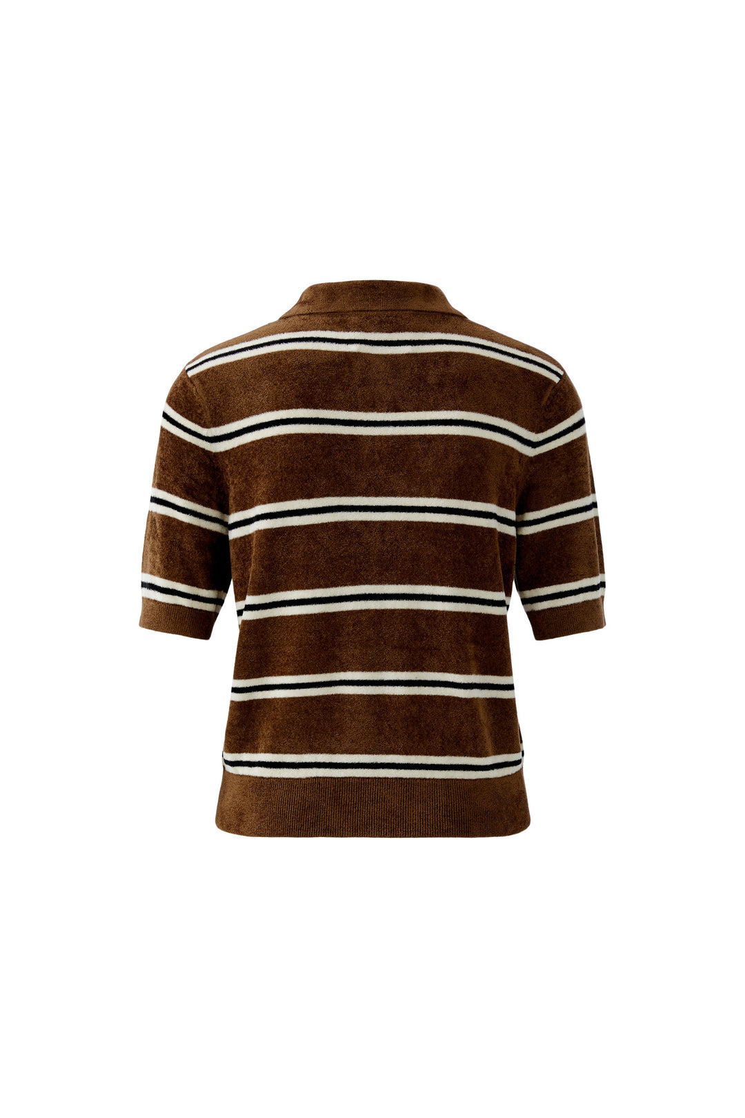 Pull polo ajusté à rayures en effet velours