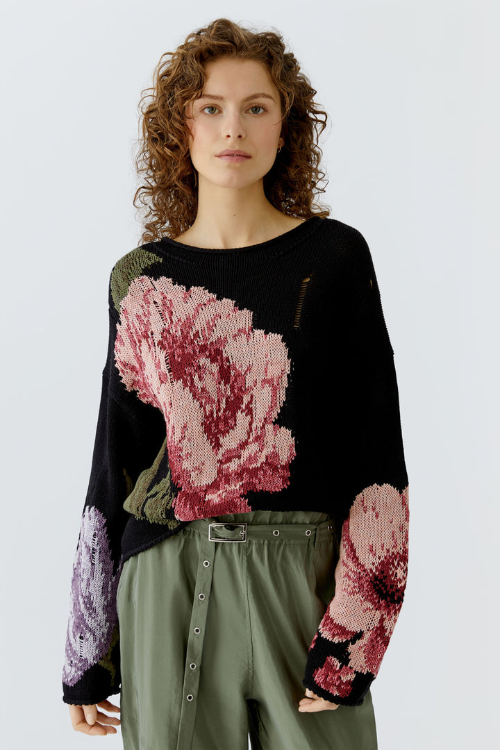 Pull oversize à motif floral