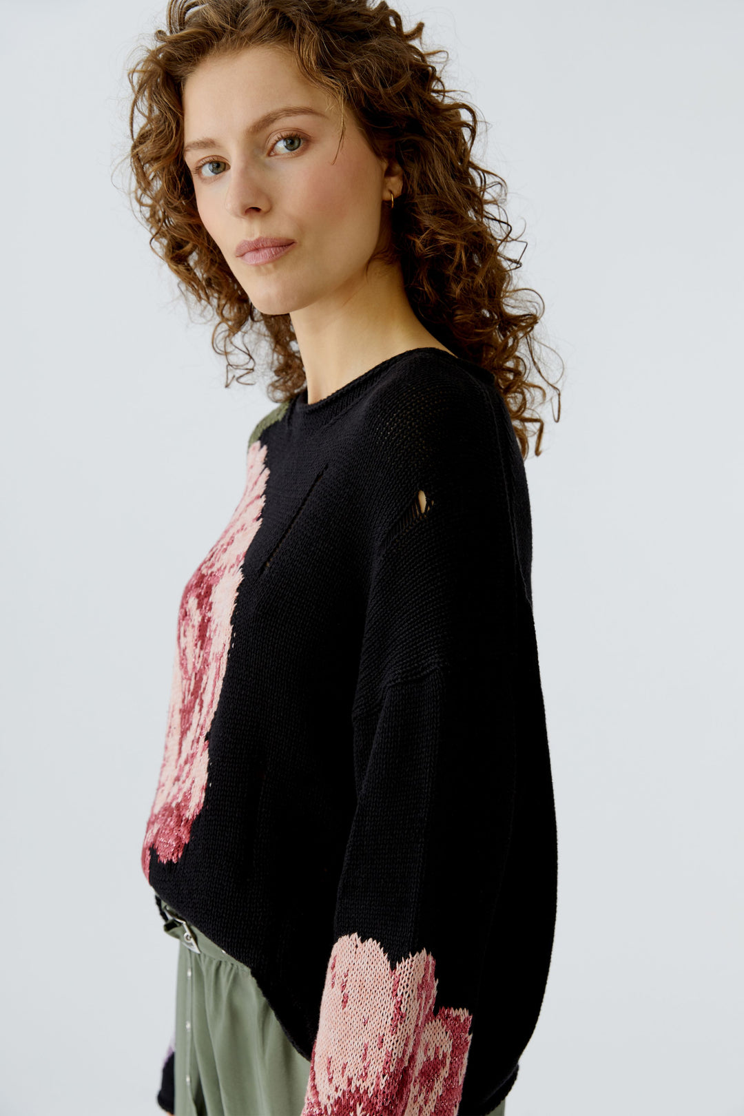 Pull oversize à motif floral