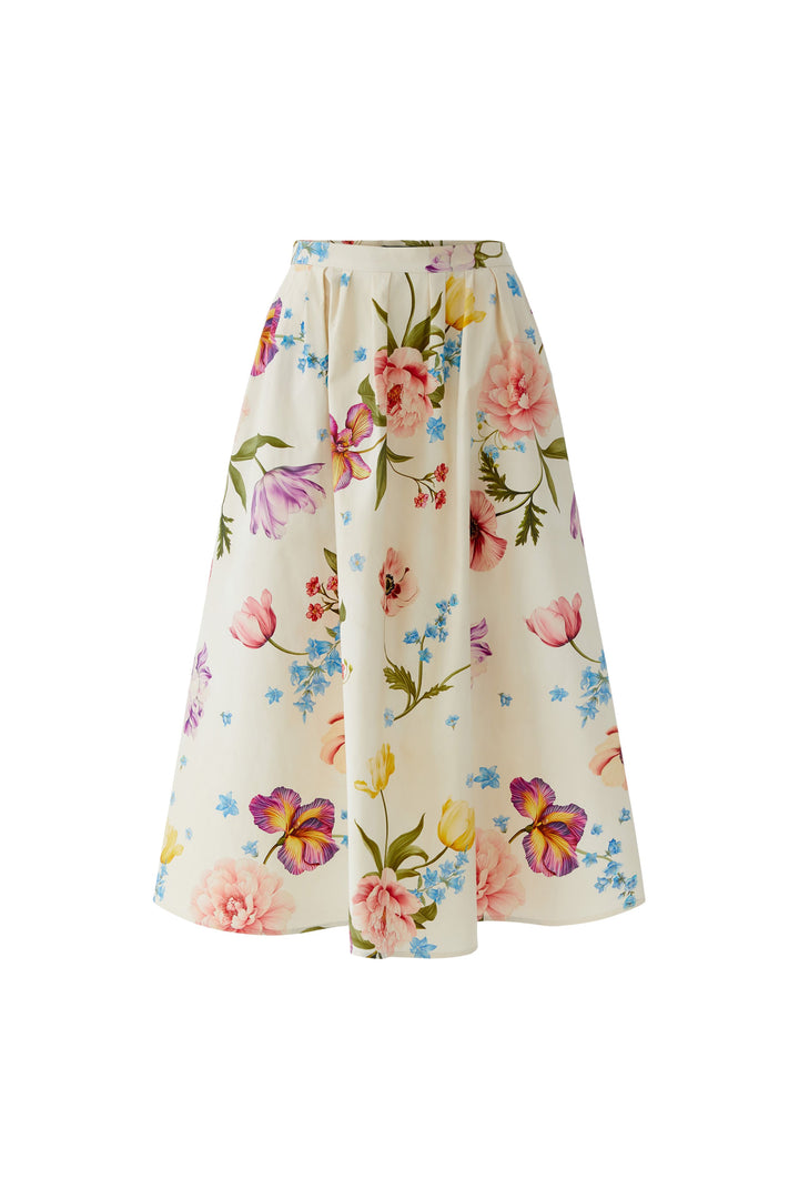 Jupe midi évasée à imprimé floral