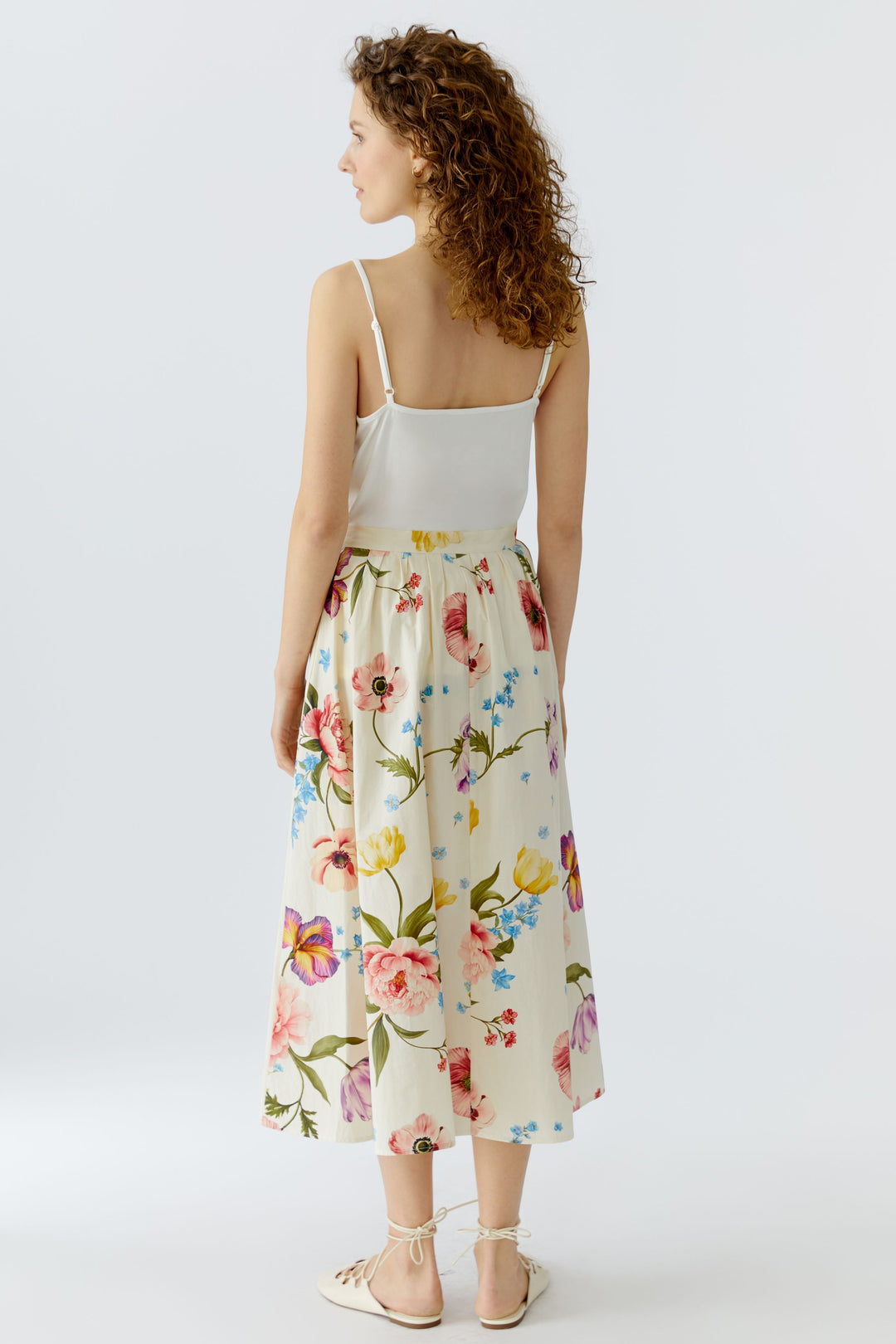 Jupe midi évasée à imprimé floral