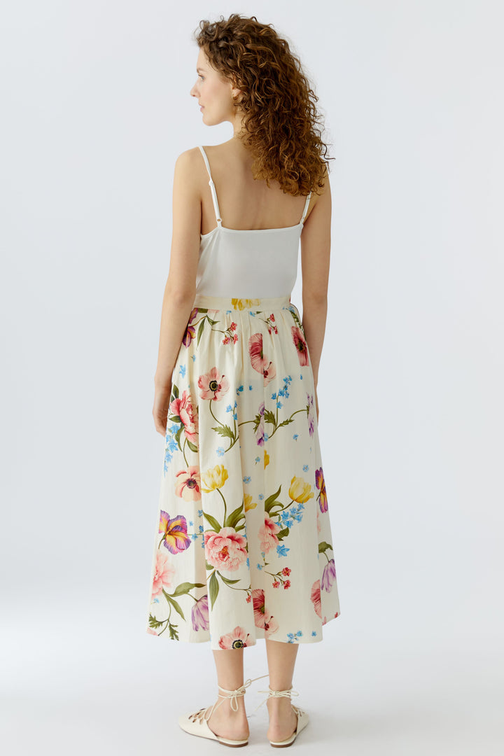 Jupe midi évasée à imprimé floral