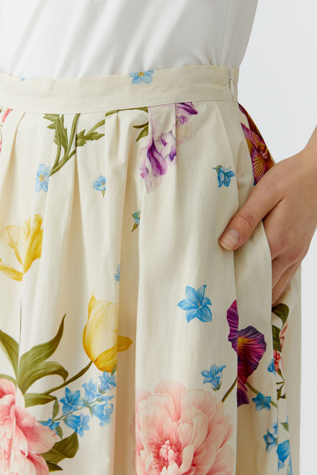 Jupe midi évasée à imprimé floral