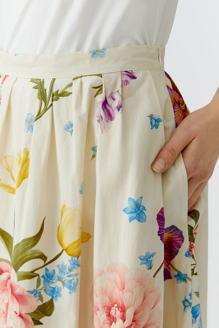 Jupe midi évasée à imprimé floral