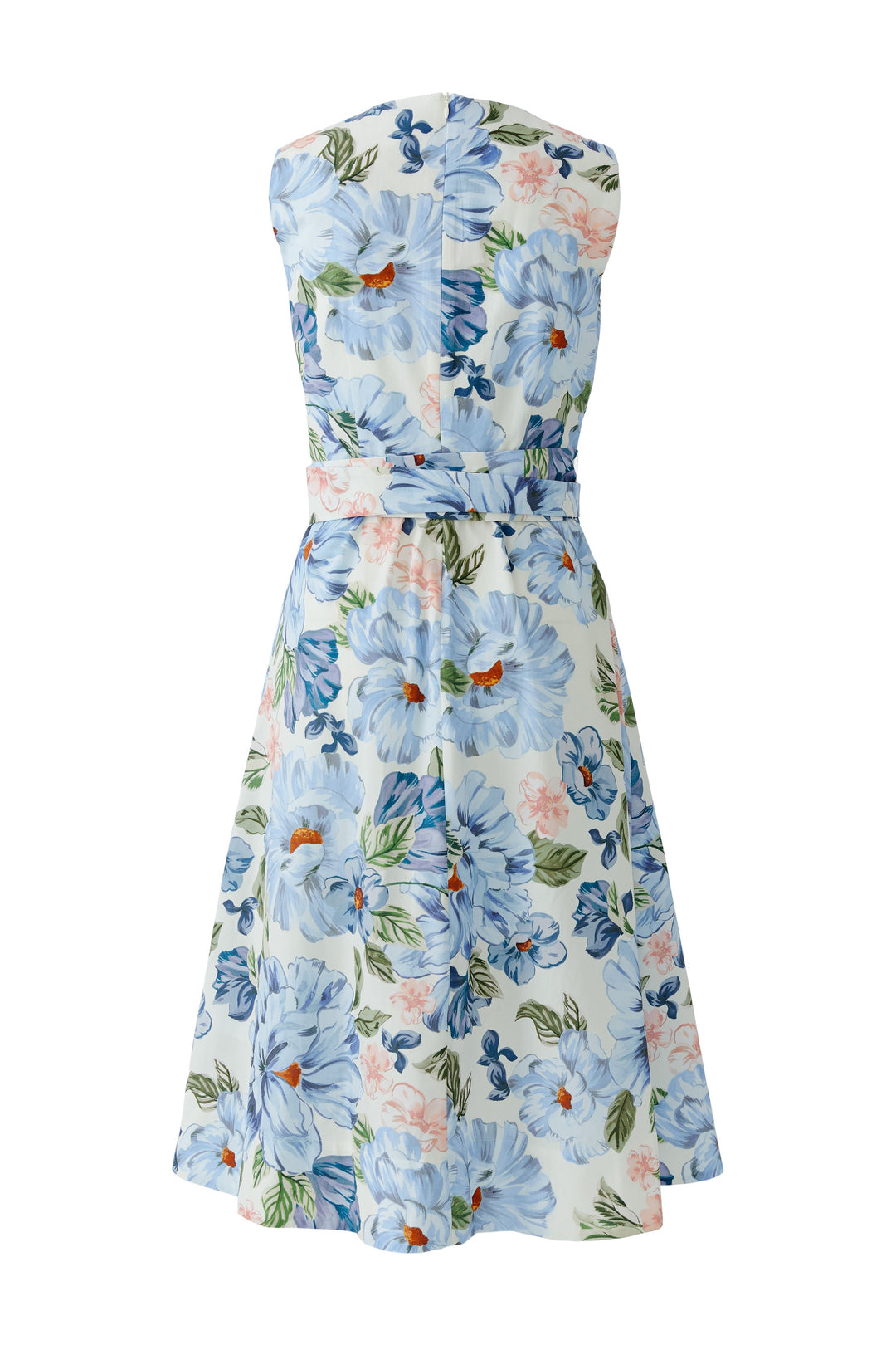 Robe midi florale plissée et ceinturée