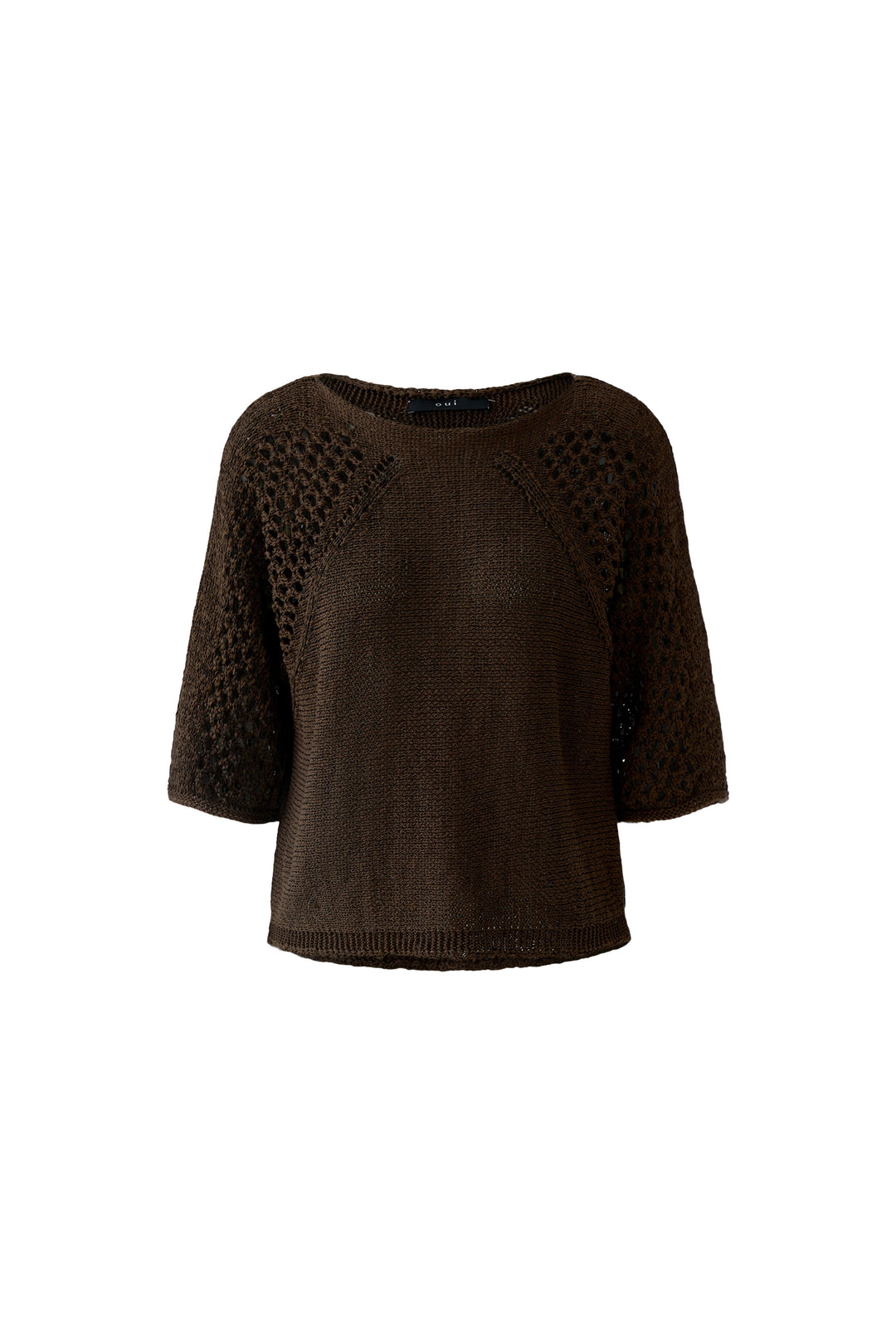 Pull ajouré à encolure bateau et manches raglan